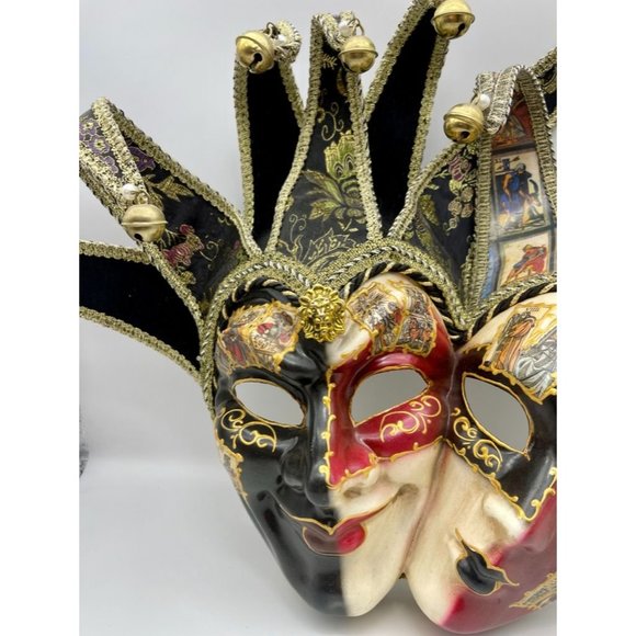 VTG Authentic hand made in Italy Venetian carnival jester dual wall mask - Picture 4 of 14